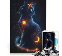 1000-piece Jigsaw Puzzles Visions of A Cosmic Cat Toy Wall Decor Challenging To Complete Improving Love between Couples 38x26cm