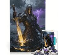 1000 Piece Jigsaw Puzzles Warrior with Glowing Sword in Stormy Sea Toy Wall Decor Interesting Stress Reduction for Is Ideal As A Gift 38x52cm