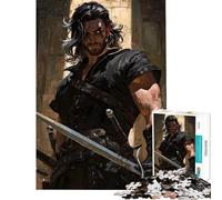 1000 Piece Jigsaw Puzzles Warrior with Swords Digital Art for Educational Game Challenge Toy Brain Teaser Game Perfect Decoration Gifts for Women Men (Size 50x75cm)