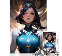 1000-piece Jigsaw Puzzles Warrior Woman in Blue Armo Jigsaw Puzzles for Teenagers Difficult Challenge Fun Activities at Home Toy Intellectual Game (50x75cm)