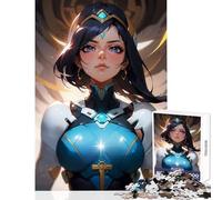 1000-piece Jigsaw Puzzles Warrior Woman in Blue Armo Jigsaw Puzzles for Teenagers Difficult Challenge Fun Activities at Home Toy Intellectual Game (38x26cm)