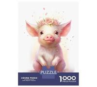 1000-piece Jigsaw Puzzles Watercolor Baby Pig Piglet Jigsaws for Adults Brain Teaser Game Improve Memory Unique Gifts for Birthday And Christmas 38x26cm/1000pcs