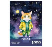 1000-piece Jigsaw Puzzles Watercolor Cat in Space Adult Jigsaw Puzzle Hands-on Game Difficult Challenge Parent-child Interaction 70x50cm/1000pcs
