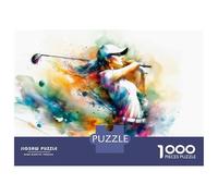 1000-piece Jigsaw Puzzles Watercolor Golf Swing Art Adult Jigsaw Puzzle Hands-on Game Difficult Challenge Parent-child Interaction 52x38cm/1000pcs