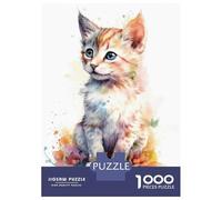 1000-piece Jigsaw Puzzles Watercolor Manx Cat Kitten Adult Jigsaw Hands-on Game A Work of Art Unique Gifts for Birthday And Christmas 38x26cm/1000pcs