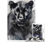 1000 Piece Jigsaw Puzzles Watercolor Painted Panther Fun Peaceful Family Home Activity Heartwarming Festive Present Choice (38X26cm)