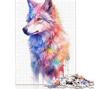 1000 Piece Jigsaw Puzzles 'Watercolor Wolf Painting Wooden Puzzles Educational Toys 1000pcs (75x50cm)