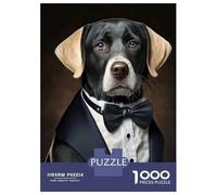 1000 Piece Jigsaw Puzzles- Well Dressed Labrador Dog Teenager Puzzles Brain Teaser Game Stress Reliever Deal As Gifts for The Whole Family 52x38cm/1000pcs