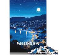 1000 Piece Jigsaw Puzzles Wellington New Zealand Night Cityscape Poster Jigsaw Puzzle for Adults Toys Gifts Challenge Game Jigsaw Creative Puzzles Wall Decoration 1000pcs (75x50cm)