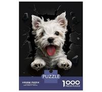 1000-piece Jigsaw Puzzles West Highland Terrier Dog Adult Jigsaw Puzzle Hands-on Game Difficult Challenge Parent-child Interaction 52x38cm/1000pcs