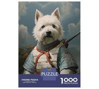 1000-piece Jigsaw Puzzles Westie The Samurai Jigsaws for Adults Brain Teaser Game Improve Memory Unique Gifts for Birthday And Christmas 38x26cm/1000pcs