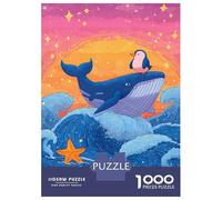 1000-piece Jigsaw Puzzles Whale, Penguin, And Starfish Ocean Adventure Jigsaws for Adults Brain Teaser Game Improve Memory Unique Gifts for Birthday And Christmas 52x38cm/1000pcs