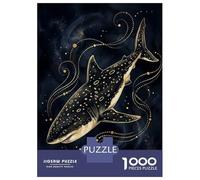 1000-piece Jigsaw Puzzles Whale Shark in Dark Blue Watercolor Adult Jigsaw Hands-on Game A Work of Art Unique Gifts for Birthday And Christmas 70x50cm/1000pcs