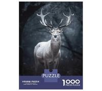 1000 Piece Jigsaw Puzzles- White Mythical Deer Teenager Puzzles Brain Teaser Game Stress Reliever Deal As Gifts for The Whole Family 38x26cm/1000pcs