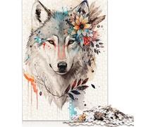 1000 Piece Jigsaw Puzzles White Wolf Head Paper Puzzles for Adults Educational Games 1000pcs (38x26cm)