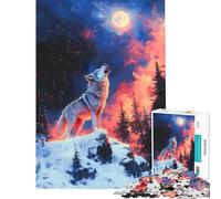1000 Piece Jigsaw Puzzles White Wolf Howling at The Moon Difficult And Challenge Analysis And Logic DIY Toys for And from 14 Years And over (38X52cm)