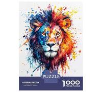 1000 Piece Jigsaw Puzzles- Wildly Majestic Lion Watercolor Jigsaw for Adults Brain Teaser Game Difficult Challenge Stress Reduction Gifts 52x38cm/1000pcs