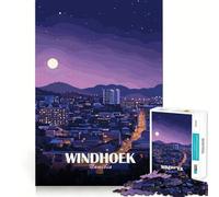 1000 Piece Jigsaw Puzzles Windhoek Namibia Cityscape at Night Accurate Cut Fun Mental Challenge Toy Rest Time Game Birthday Art Play (50x75cm)
