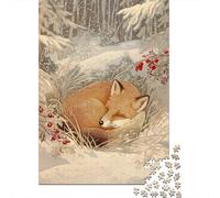 1000 Piece Jigsaw Puzzles- Winter Fox Illustration-3 Jigsaw for Adults Brain Teaser Game Difficult Challenge Stress Reduction Gifts 70x50cm/1000pcs