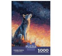 1000 Piece Jigsaw Puzzles- Wolf Howling at Starry Sky Jigsaws for Adults DIY Toys Perfect Decoration Deal As Gifts for The Whole Family 52x38cm/1000pcs