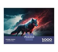 1000-piece Jigsaw Puzzles Wolf Red Lightning Jigsaws for Adults Brain Teaser Game Improve Memory Unique Gifts for Birthday And Christmas 52x38cm/1000pcs