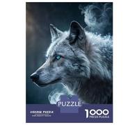 1000 Piece Jigsaw Puzzles- Wolf with Blue Eyes And Smoke Teenager Puzzles Brain Teaser Game Stress Reliever Deal As Gifts for The Whole Family 38x26cm/1000pcs