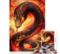 1000 Piece Jigsaw Puzzles Year of The Snake - Fiery Serpent Educational Toy Great Gift for Educational Game Suitable for Desktop Decoration Size 38x26cm