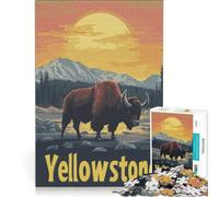 1000-piece Jigsaw Puzzles Yellowstone Bison Sunset Poster Toy Wall Decor Challenging To Complete Improving Love between Couples 38x52cm