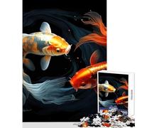 1000 Piece Jigsaw Puzzles Yin And Yang Koi Fish Fun Peaceful Family Home Activity Heartwarming Festive Present Choice (38X52cm)
