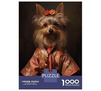 1000-piece Jigsaw Puzzles Yorkshire Dog In Kimono Adult Jigsaw Puzzle Hands-on Game Difficult Challenge Parent-child Interaction 70x50cm/1000pcs