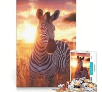 1000-piece Jigsaw Puzzles Zebra Sunset Harmony Toy Wall Decor Challenging To Complete Improving Love between Couples 38x26cm