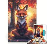 1000-piece Jigsaw Puzzles Zen Meditating Fox Toy Wall Decor Challenging To Complete Improving Love between Couples 38x52cm