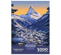1000 Piece Jigsaw Puzzles- Zermatt Switzerland Mountain Village Jigsaws for Adults DIY Toys Perfect Decoration Deal As Gifts for The Whole Family 38x26cm/1000pcs