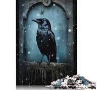 1000 Piece Jigsaw Puzzless for Adults Raven Sitting On Tombstone Square Puzzle for Adults & Paper Puzzles Unique Piece Puzzle Educational Fun Games Toys 1000pcs (38x26cm)