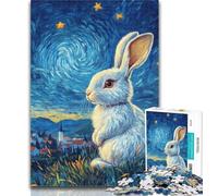 1000 Piece Jigsaw Rabbit Under The Night Sky 1000 Piece Jigsaw Puzzles for Teenagers,Stress Reliever Staycation Kill Time Funny Gift 50x75cm