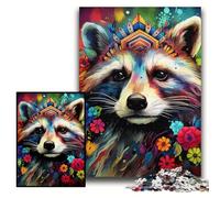1000 Piece Jigsaw Raccoon Wearing Flowers cardboard Jigsaw Puzzles Size 26x38cm Interactive Family Game, DIY Home Decor, Brain Teaser Gift
