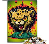 1000 Piece Jigsaw Raging Leopard Jigsaw Puzzle 1000 Pieces Challenging Brain Teaser for Teenagers & Families Size 26X38CM