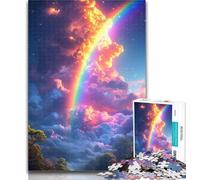 1000 Piece Jigsaw Rainbow in The Clouds Puzzles 1000 Pieces for Teenagers,Stress Reliever Difficult Challenge Enhance Love between Couples 50x75cm