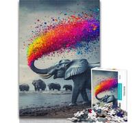 1000 Piece Jigsaw Rainbow Smoke Elephant Jigsaw Puzzles 1000 Pieces for Adults Teens,Decompressing Intellectual Educational Toy Secret Santa Gifts 26x38cm