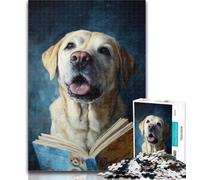 1000 Piece Jigsaw Reading Golden Retriever Jigsaws Puzzles 1000 Pieces for Adults Gifts,with Matching Poster And Trivia Sheet for Age 14 50x75cm