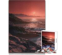 1000 Piece Jigsaw Red Sunset Over Ocean Relaxing Way to Fill Spare Time Consistent Precise Cutting Play Toy Size 38x26cm