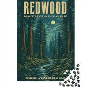 1000 Piece Jigsaw, Redwood National Park Vintage Poster, 38x26cm/1000pcs