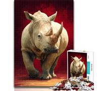 1000 Piece Jigsaw Rhino Jigsaw Puzzles for Teenagers 1000 Pieces,Toys Educational Games Stress Relieving Parent-child Interaction 26x38cm