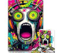 1000 Piece Jigsaw Robot Graffiti Jigsaw Puzzles 1000 Pieces for Adults Teens,Decompressing Intellectual Educational Toy Secret Santa Gifts 50x75cm