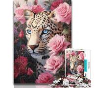 1000 Piece Jigsaw Rose Cheetah 1000 Piece Jigsaw Puzzles for Teenagers Gifts,Enhance Love between Couples for Age 14 50x75cm