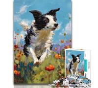 1000 Piece Jigsaw Running Border Collie Jigsaw Puzzles for Teenagers 1000 Piece,Family Game Stress Reliever Difficult Challenge Secret Santa Gifts 50x75cm