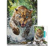 1000 Piece Jigsaw Running Cheetah 1000 Piece Jigsaw Puzzles for Teenagers,Stress Reliever Staycation Kill Time Funny Gift 50x75cm