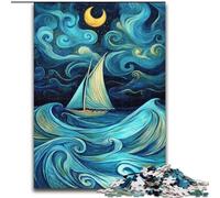 1000 Piece Jigsaw Sailboat Under The Night Sky cardboard Jigsaw Puzzles for Adults Perfect for Home & Office Decor, Parties, Birthdays (Size 26x38cm)
