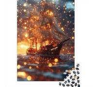 1000 Piece Jigsaw, Sailing Ship at Sunset, Festive Gift, 38x26cm/1000pcs