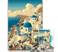 1000 Piece Jigsaw Santorini Art Adult Jigsaw Puzzles 1000,Toys Educational Games Stress Relieving Great Gifts And Toys 50x75cm